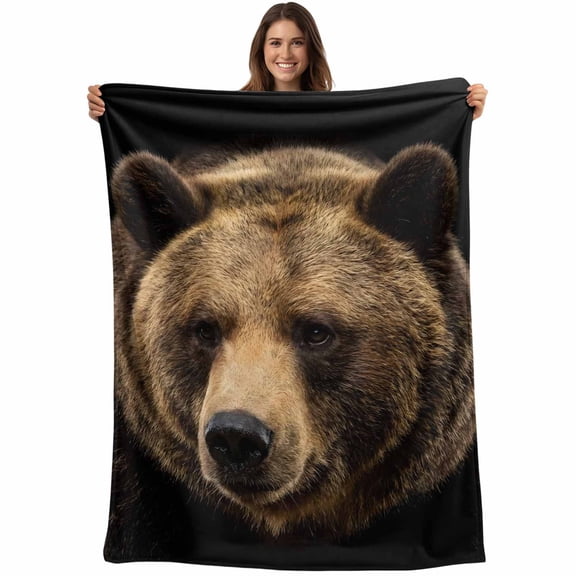 Brown Bear Blanket Soft Cozy Warm Throw Blanket for Couch, Plush Fuzzy Flannel Blankets for Sofa, Powerful Animal Wildlife Farmhouse. Bed Blankets Lightweight Gifts for Women, 50"x60"