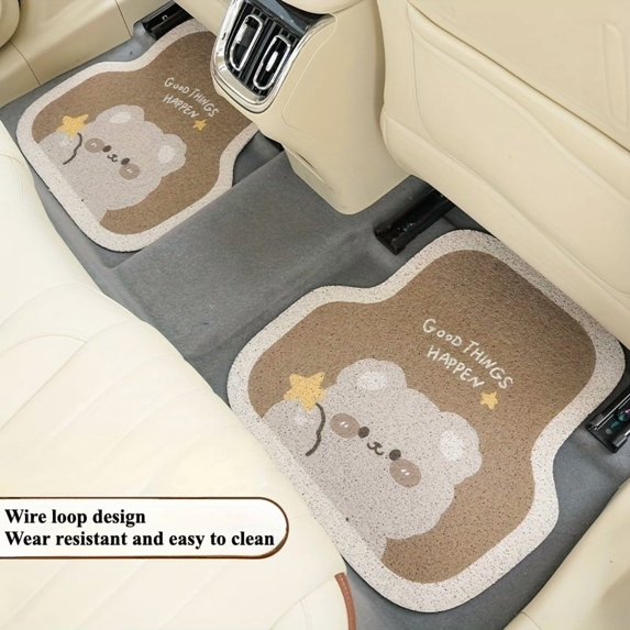 Brown Bear Car Footrest – Thick Circular Non-Slip Pad, Universal Cuttable Cushion, Durable and Wear-Resistant, Cozy Comfort and Car Interior Accessory