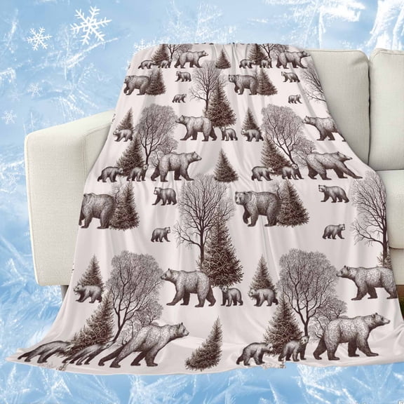 Brown Bear Cooling Blanket for Hot Sleepers,Soft Cool Summer Blanket for Night Sweats,Hunting Bear Forest Wildlife Animals Vintage Lightweight Ice Silk Sofa Throw Blankets All Season 30"x40"