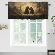 Brown Bear Curtains Valances for Home Decor Rustic Forest Tree Wildlife Animal Window Valance for Bedroom Bathroom Living Room Dining Room Valances Set 54 by 18 in, 1 Panel