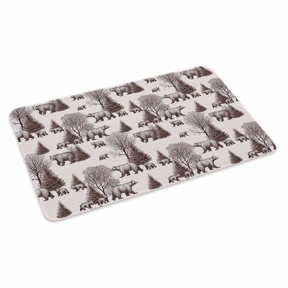Brown Bear Doormat Outdoor Entrance 24"x36", Hunting Bear Forest Wildlife Animals Vintage Absorb Moisture Dirt Door Mats, Non-Slip Rubber Backing Floor Mats Indoor, Low-Profile Front Door Rugs