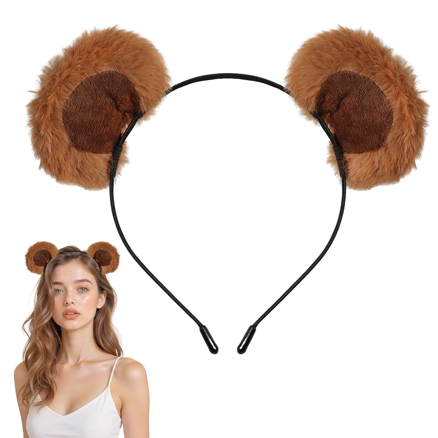 Women Fluffy Pom Pom Headbands 6Pcs Colorful Bear Ears for Cosplay Daily Cute headband bear sold on Temu United States main image 2
