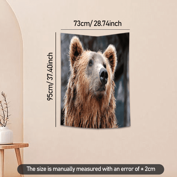 Brown Bear Face Wall Tapestry 37x29 Inches Nature Animal Art for Home Bedroom Living Room Decor