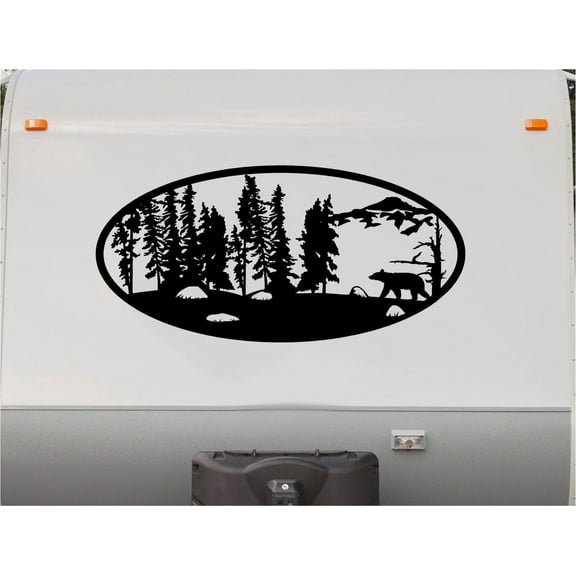 Brown Bear Forest Hunting Mountains RV Camper 5th Wheel Motor Home Vinyl Decal Sticker