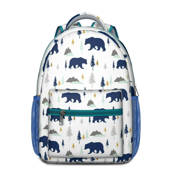 Brown Bear Forest Print Backpack - Waterproof School Backpack with Durable Exterior & Breathable Mesh Straps for Students