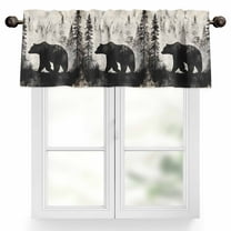 Brown Bear Forest Silhouette Valances for Windows, 54 x 18in, Vintage Animal Trees Rod Pocket Kitchen Valance Curtain Light Filtering Window Treatments for Living Room Bedroom, 1 Panel
