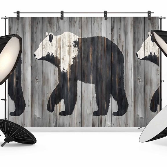 Brown Bear Form Backdrop for Photography, Impressionist Animal Silhouette Photo Backdrop Portrait Background Party Banner Photo Backgrounds for Studio Booth Props, 7x5ft