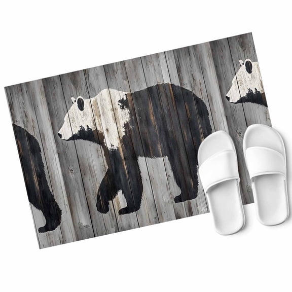 Brown Bear Form Door Mat Impressionist Animal Silhouette Non Slip Absorbent Entrance Mat Washable Low Profile Indoor Doormat for Front Door Entryway Entry 16"x24"