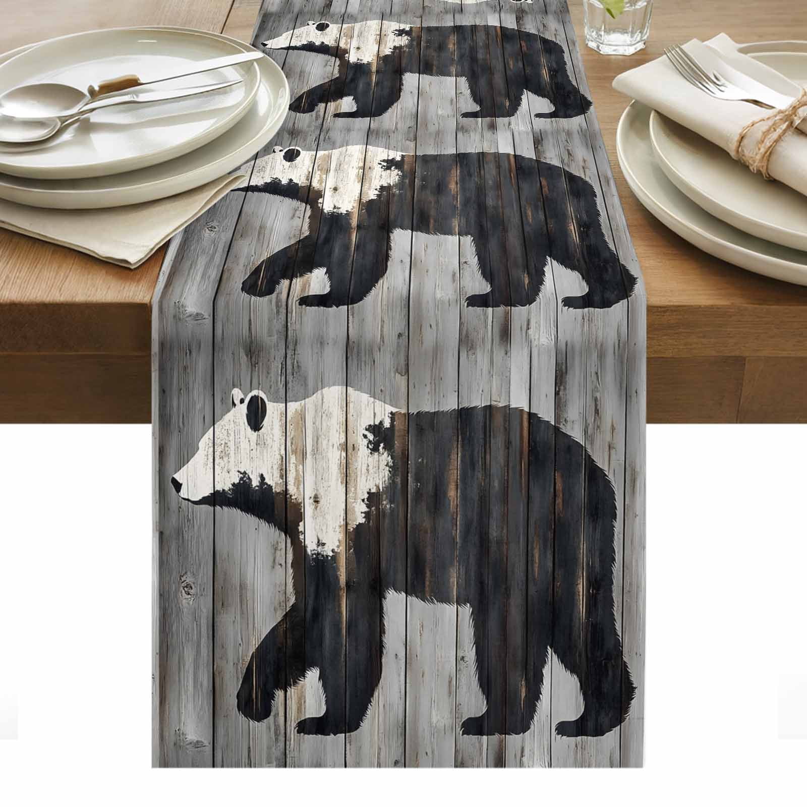 Brown Bear Form Table Runner 13 x 90 Inch, Impressionist Animal ...