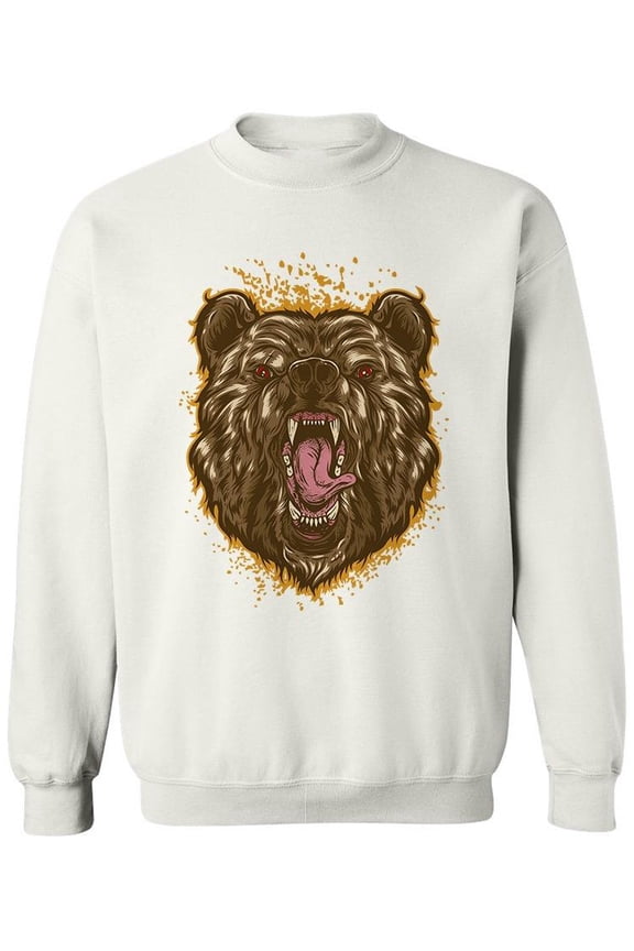 Brown Bear Head Sketch Sweatshirt Men -Image by Shutterstock, Male Large
