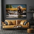 thumbnail image 1 of Brown Bear Hunting Fish In A River Wall Art Brown Grizzly Bear Animal Wall Art Bear Wall Art Brown Bear Poster, Unframed Canvas Size 16x24, 1 of 4