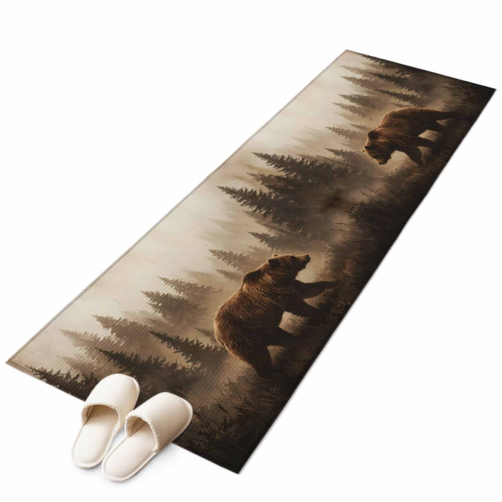 Brown Bear Kitchen Runner Rug 2x6 Washable Runners for Hallway Non Slip ...