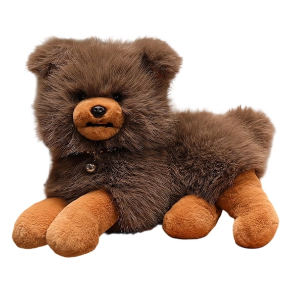 Brown Bear Plush Stuffed Animal Adorable Cub Toy with Bell Collar for Woodland Theme Nursery and Unique Birthday Surprise Present, Brown 16x12 Inch