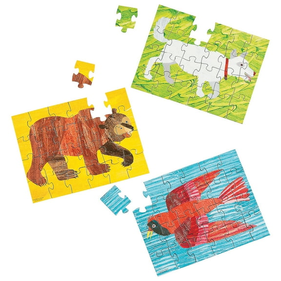 Brown Bear Puzzles - Party Favors - 12 Pieces