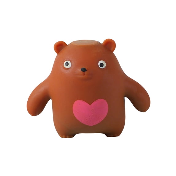 Brown Bear Squishy Stress Toy with Pink Heart Design and Slow Rising Material, Single Piece, for Relaxation, Squeeze Toy