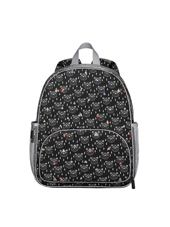 Brown Bear Student Backpack  Cute Cartoon Polar Bear Print With Wild Forest Hunting Artistic Design