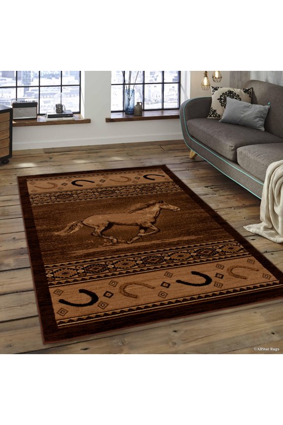 Brown Bear Wildlife Animal Print Forest Outdoor Area Rug (3' 9" x 5' 1")