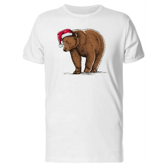 Brown Bear With Santa Hat T-Shirt Men -Image by Shutterstock, Male Small