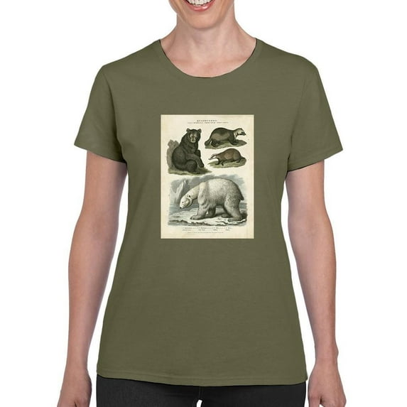 Brown Bearm. Polar Bear T-Shirt Women -Sydenham Edwards Designs, Female Small
