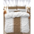 thumbnail image 1 of Brown Bedding Duvet Cover Set King Size 4 Pieces Stripes Solid Color Soft Twill Plush Quilt Cover, Include 1 Duvet Cover 1 Flat Sheet And 2 Pillow, 1 of 7