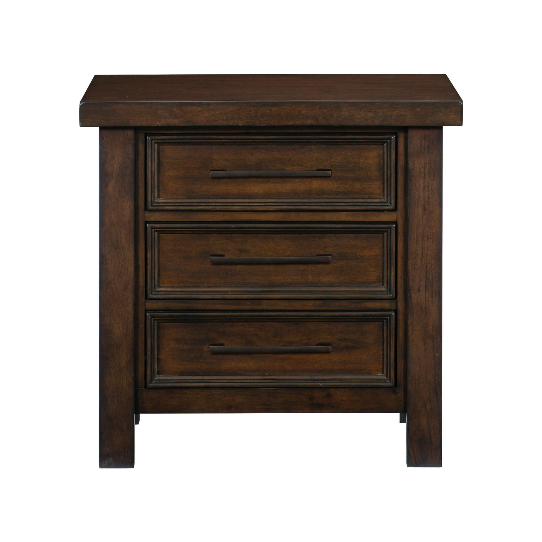 Feeff Brown Bedroom Nightstand with 3 Drawers | Subtle Grain Highlight ...
