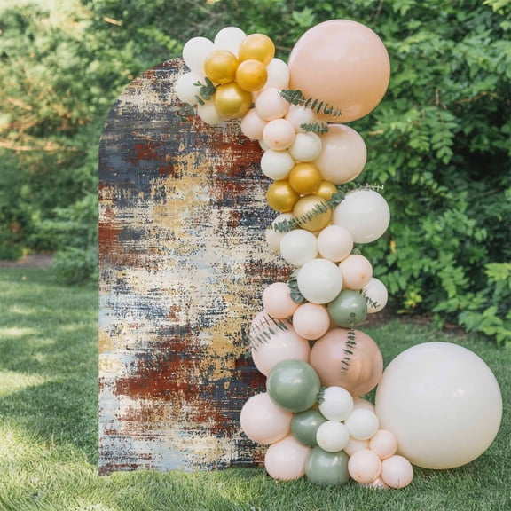 Brown Beige Arch Backdrop Cover 6 FT, Gray Abstract Smoky Texture Distressed Mottled Ink Art Wedding Arch Cover Stretchy Backdrop Stands Covers for Birthday Party Ceremony Banquet Decor