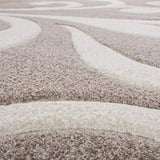 Brown Beige Area Rug with Contour Cut and Modern Swirls Pattern Size Brown Beige Area Rug with Contour Cut and Modern Swirls Pattern Size