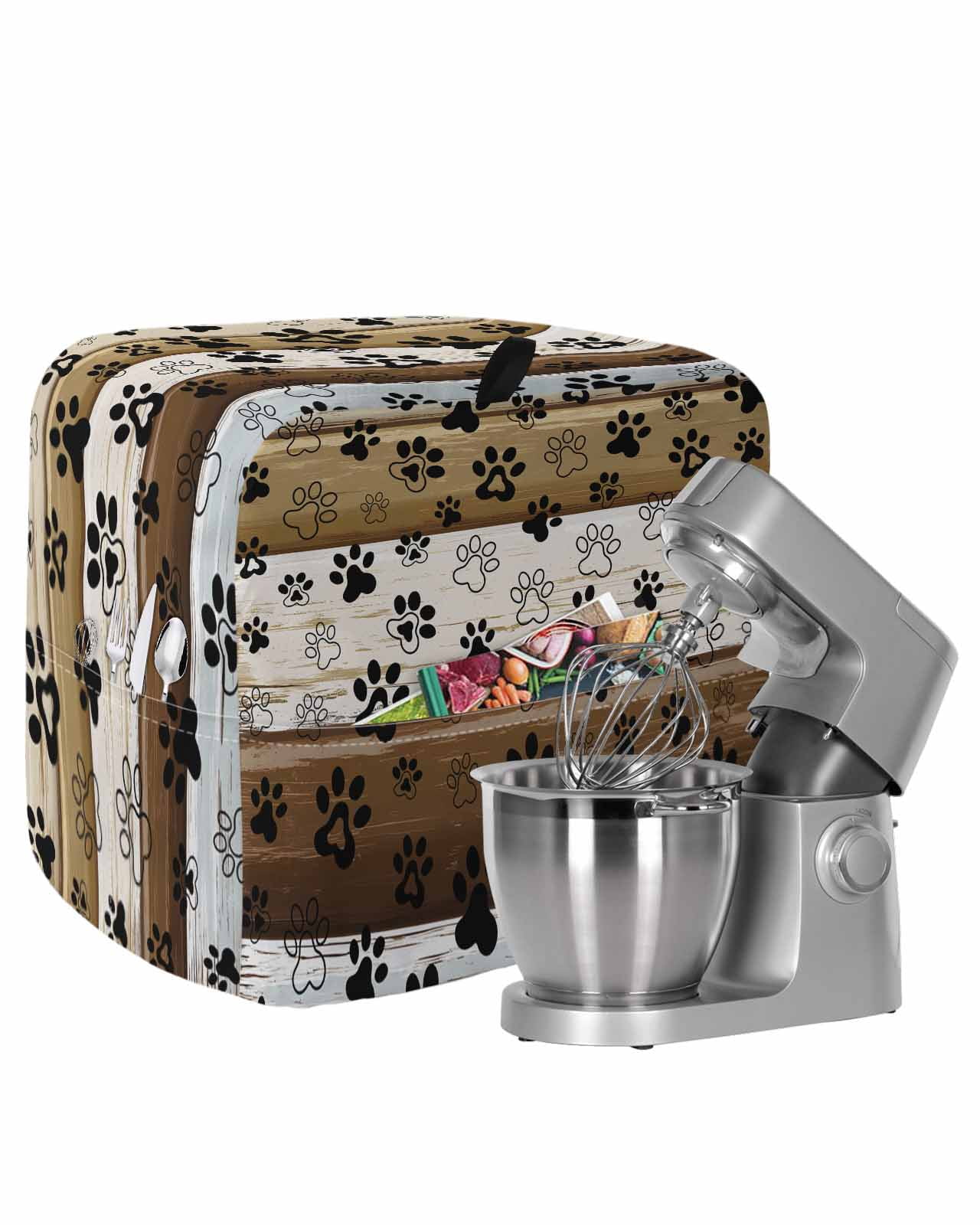 Brown Beige Blue Farmhouse Stand Mixer Dust Cover with Storage Pocket ...