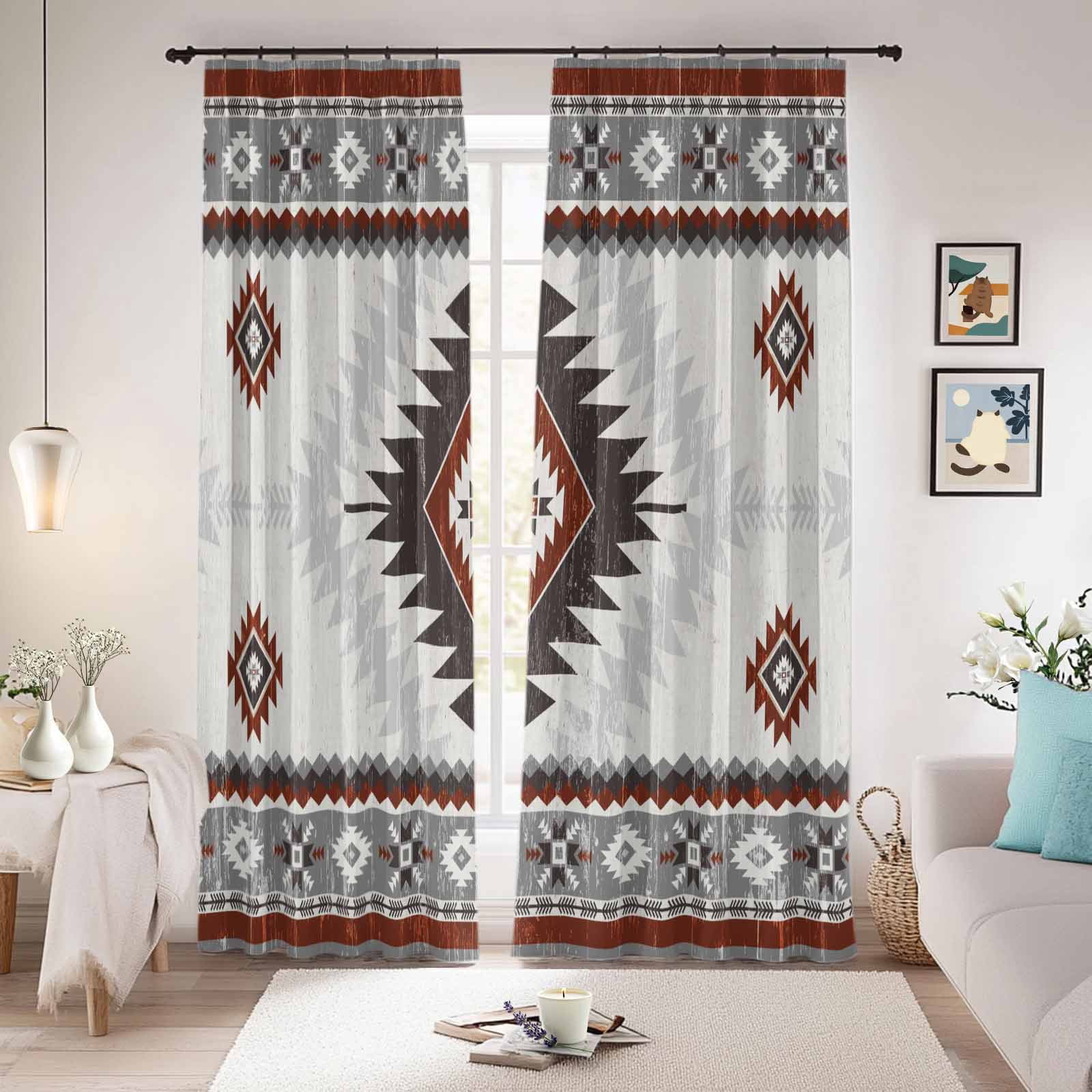 Brown Beige Boho Blackout Curtains for Bedroom/Living Room, Pinch