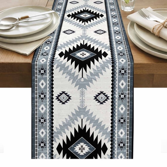 Brown Beige Boho Table Runner - 72 Inch Long, Kitchen Dining Table Runner Dresser Scarves, Southwestern Ethnic Abstract Geometric Farmhouse Decor for Coffee Tables Wedding Party Banquet