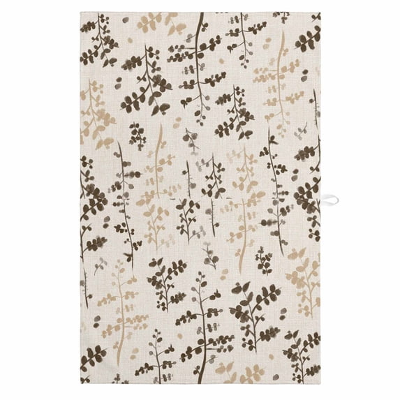 Brown Beige Botanical 1 Pack Kitchen Towel, Water Absorbent Dish Towel, Rustic Country Spring Floral Summer Leaf Decorative Hand Towels - Quick Drying Cloth for Cooking Baking, 18x28 Inch