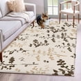 thumbnail image 1 of Brown Beige Botanical Area Rugs 2.7'x5', Small Throw Rugs for Kitchen Bedroom, Rustic Country Spring Floral Summer Leaf Indoor Outdoor Rug Non-Slip Low Pile Carpet Runner Reversible Floor Mats, 1 of 8