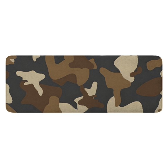 Brown Beige Camo Classic Shapes Pattern Kitchen Rug Mat,Kitchen Runner Rugs Non Skid Washable,Decorative Kitchen Floor Mats for Kitchen,Sink,Laundry,17"x47.2"