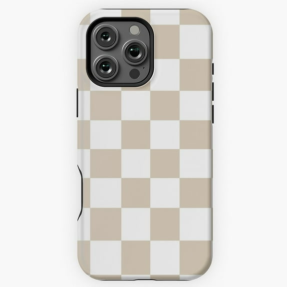 Brown Beige Checkered Pattern iPhone Case 17 16 15 14 13 12 11 Pro Max