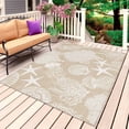 thumbnail image 1 of Brown Beige Coastal Outdoor Rug 3x5 Ft, Non Slip Washable Area Rug, Nautical Starfish Coral Jellyfish Shell Sea Patio Rugs Carpet Runner, Large Floor Mat for Indoor/Outdoor Deck Porch Camping, 1 of 8