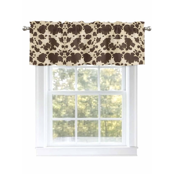 Brown Beige Curtain Valances for Windows, Modern Animal Texture Abstract Kitchen Valance Window Treatment, Light Filtering Block Curtains for Bathroom/Bedroom/Living Room 60'' x 18''