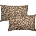 thumbnail image 1 of Brown Beige Daisy Floral Lumbar Pillow Covers, Vintage Flowers 12x20 Inch Set of 2, Block Print Cotton Linen Throw Pillows, Farmhouse Decor for Sofa, Couch, Porch, Bed Cushion, Outdoor, 1 of 6