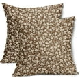 thumbnail image 1 of Brown Beige Daisy Floral Pillow Covers 20X20 Inch Vintage Flowers Decorative Pillow Cases Set of 2 Block Print Cotton Linen Throw Pillows Farmhouse Decor For Sofa Couch Porch Bed Cushion Outdoor, 1 of 6