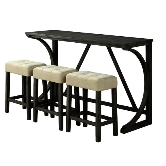 Brown/Beige Dining Set | USB Charging Function in Dining Room | Rubberwood and Fabric | Provides Comfortable Seating