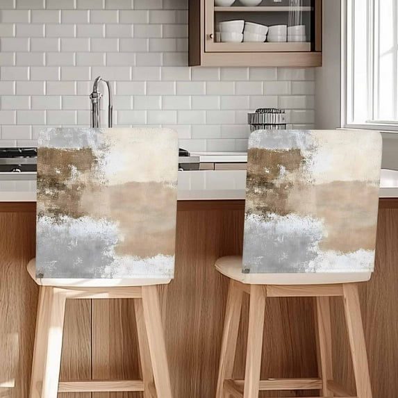 Brown Beige Graffiti Art Abstract Color Block Oil Paint Modern Chair Covers Set of 8 Chair Back Covers Stretch Removable Washable Chairs Slipcovers Chair Protector for Dining Room Kitchen Party Decor