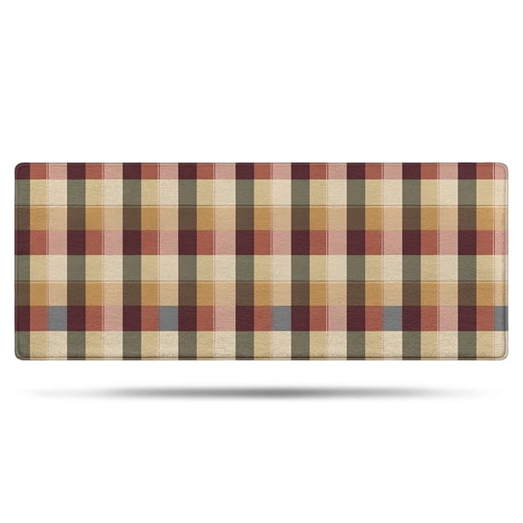 Brown Beige Green and Red Checkered Pattern Bathroom Rugs Mat,Non Slip Microfiber Bathroom Rug,Rubber Backing,Soft Bathroom Mats for Bathroom Floor,Tub and Shower,60x24in(150x60cm)