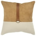 thumbnail image 1 of Brown Beige Leather Band Modern Throw Pillow, 1 of 5