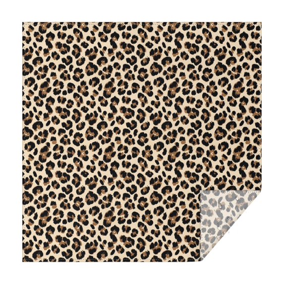 Brown and Beige Leopard Print Pattern Square Tablecloth, Waterproof Wipeable Spillproof Washable Table Cover for Home Kitchen Party and Daily Decor 42"x42"