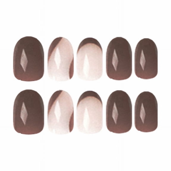 Brown Beige Nude Two Tone French Press on Nails Short Square Fake Nails with French Tip Designs Brown Beige Nude Full Cover Adhesive Press Ons Chic Acrylic False Nails for Women Girls 20 Pcs