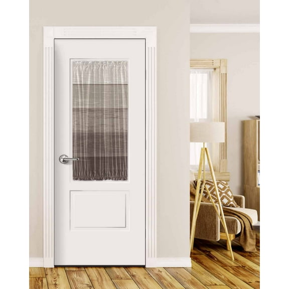 Brown Beige Ombre Blackout Curtains, French Door Curtains for Door Window, Farmhouse Vintage Wooden Striped Privacy Drapery for Patio/Sidelight Doors, 1 Panel with Tieback, 25 x 40 Inches