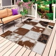 thumbnail image 1 of Brown Beige Outdoor Rug for Patio/Deck/Porch, Non-Slip Large Area Rug 4 x 6 Ft, Vintage Art Plaid Farmhouse Checkered Indoor Outdoor Rugs Washable Area Rugs, Reversible Camping Rug Carpet Runner, 1 of 8