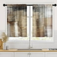 thumbnail image 1 of Brown Beige Painting Kitchen Curtains 36 Inch Length Abstract Window Curtains Over Sink Set of 2, Grey Contemporary Short Tier Curtain for Kitchen, Vintage Small Kitchen Decor 26x36 Inch, 1 of 1