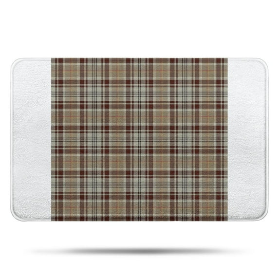 Brown Beige Plaid Checkered Pattern Bathroom Rugs Mat,Non Slip Microfiber Bathroom Rug,Rubber Backing,Soft Bathroom Mats for Bathroom Floor,Tub and Shower,17x27in(43x68cm)