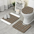 thumbnail image 1 of Brown Beige Plaid Checkered Pattern Bathroom Rugs Sets 3 Piece,Toilet Cover Set,Absorbent Non Slip Bathroom Mats Sets with U-Shaped Contour Rug Toilet Rug Set, 1 of 5