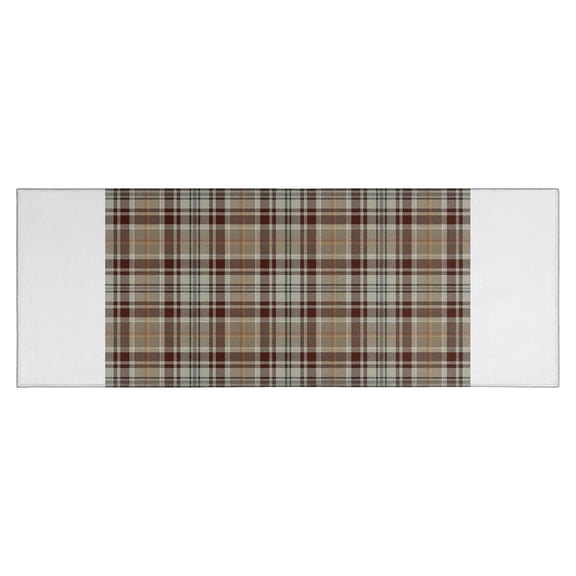 Brown Beige Plaid Checkered Pattern Kitchen Rug Mat,Kitchen Runner Rugs Non Skid Washable,Decorative Kitchen Floor Mats for Kitchen,Sink,Laundry,17"X47"